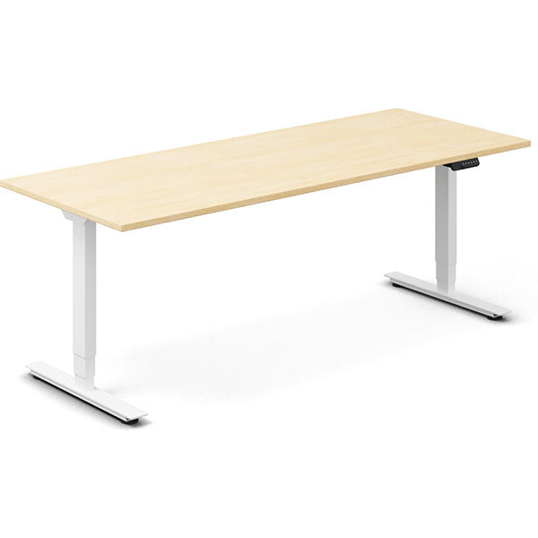 Ergoff Hæve-sænkebord DNA, Birk 2000x800 mm 2-ben/Hvid – Hæve/sænkeborde
