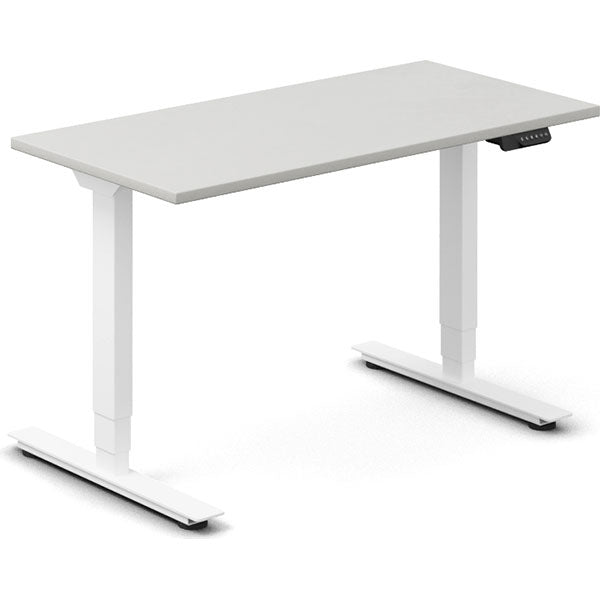 Ergoff Hæve-sænkebord DNA, Lysgrå 1200x600 mm 2-ben/Hvid – Hæve-sænkeborde