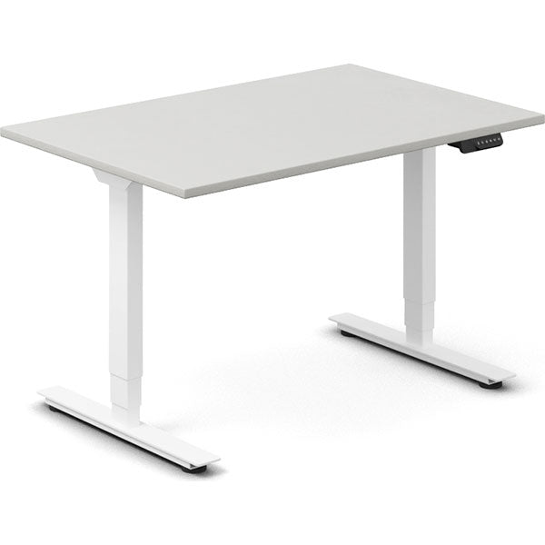 Ergoff Hæve-sænkebord DNA, Lysgrå 1200x800 mm 2-ben/Hvid – Hæve/sænkeborde