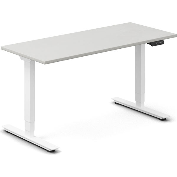 Ergoff Hæve-sænkebord DNA, Lysgrå 1400x600 mm 2-ben/Hvid – Hæve-sænkeborde