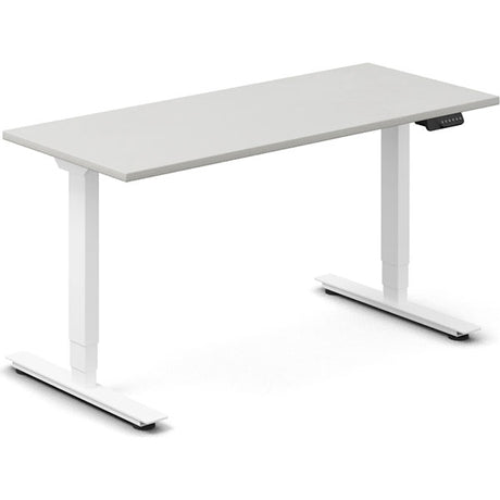 Ergoff Hæve-sænkebord DNA, Lysgrå 1400x600 mm 2-ben/Hvid – Hæve-sænkeborde