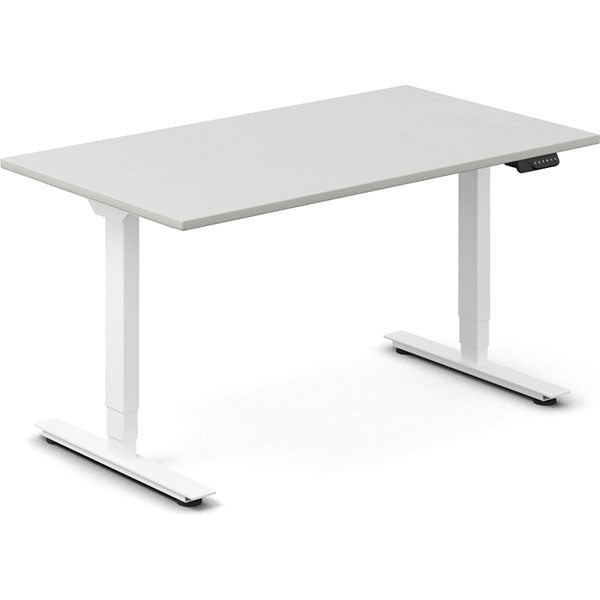 Ergoff Hæve-sænkebord DNA, Lysgrå 1400x800 mm 2-ben/Hvid – Hæve/sænkeborde