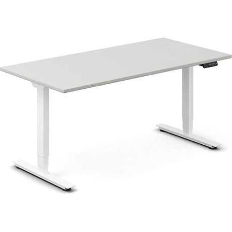 Ergoff Hæve-sænkebord DNA, Lysgrå 1600x800 mm 2-ben/Hvid – Hæve/sænkeborde