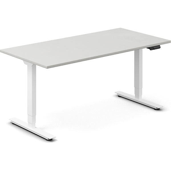 Ergoff Hæve-sænkebord DNA, Lysgrå 1600x800 mm 2-ben/Hvid – Hæve/sænkeborde