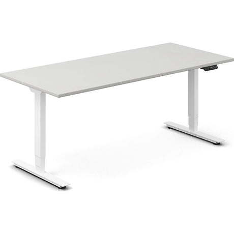 Ergoff Hæve-sænkebord DNA, Lysgrå 2000x800 mm 2-ben/Hvid – Hæve/sænkeborde