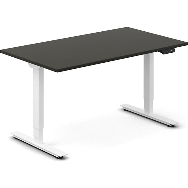Ergoff Hæve-sænkebord DNA, Antracit 1400x800 mm 2-ben/Hvid – Hæve/sænkeborde
