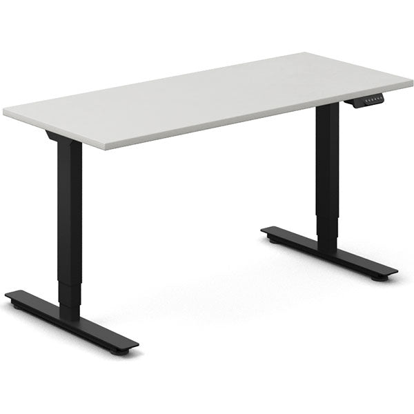 Ergoff Hæve-sænkebord DNA, Lysgrå 1400x600 mm 2-ben/Sort – Hæve-sænkeborde