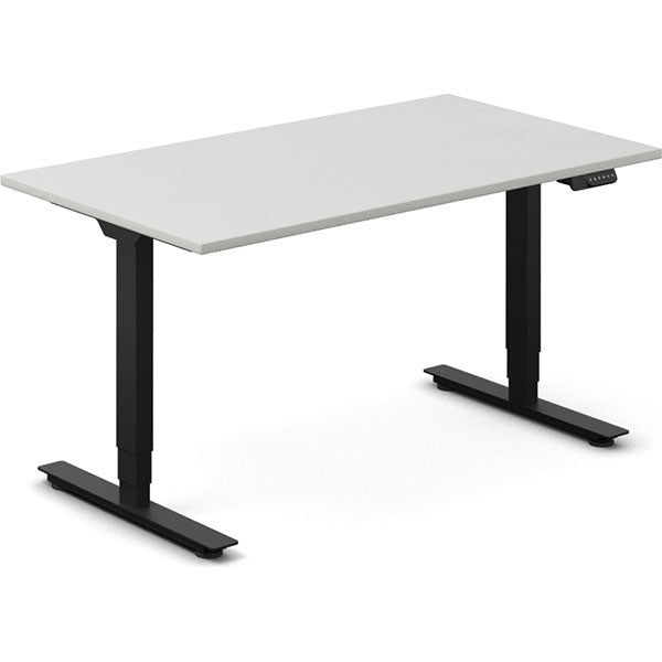 Ergoff Hæve-sænkebord DNA, Lysgrå 1400x800 mm 2-ben/Sort – Hæve/sænkeborde