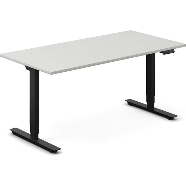 Ergoff Hæve-sænkebord DNA, Lysgrå 1600x800 mm 2-ben/Sort – Hæve/sænkeborde