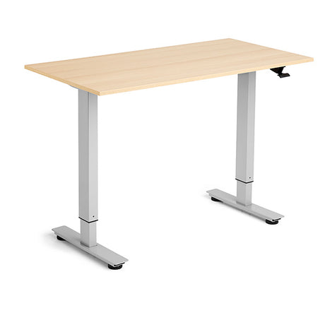 Ergoff Hæve-sænkebord Flexidesk, Eg 1200x600 mm 2-ben/Alugrå – Hæve-sænkeborde (billede 1)