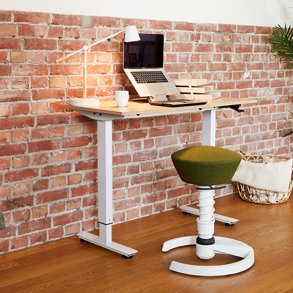 Hæve-sænkebord Flexidesk, Eg 1200x600 mm 2-ben/Alugrå 