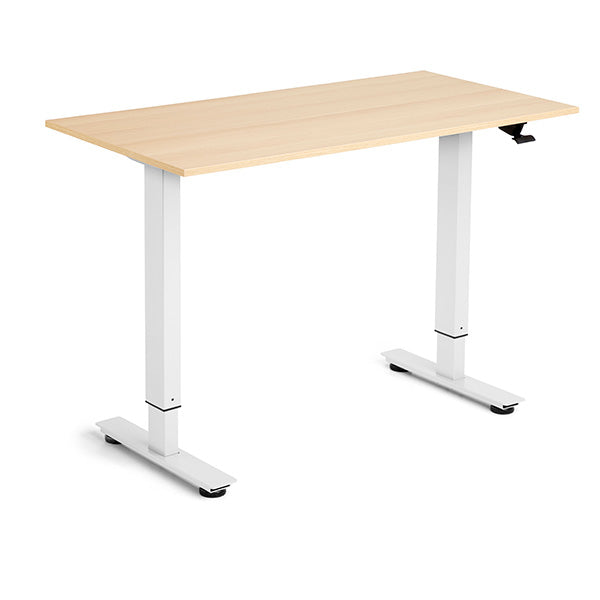 Ergoff Hæve-sænkebord Flexidesk, Eg 1200x600 mm 2-ben/Hvid – Hæve-sænkeborde (billede 1)