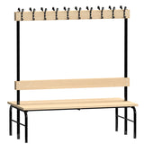 Garderobestativ Dobbeltsidet, sort stel og bænksæde i birk, bredde 1500 mm – image 1