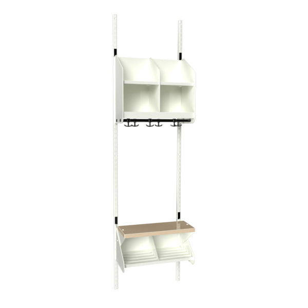Sonesson BST Kombination C, Startsektion 2 pladser B 500 mm, hvid – Børnegarderober