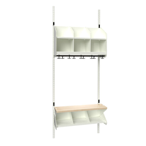 Sonesson BST Kombination C, Startsektion 3 pladser B 750 mm, hvid – Børnegarderober