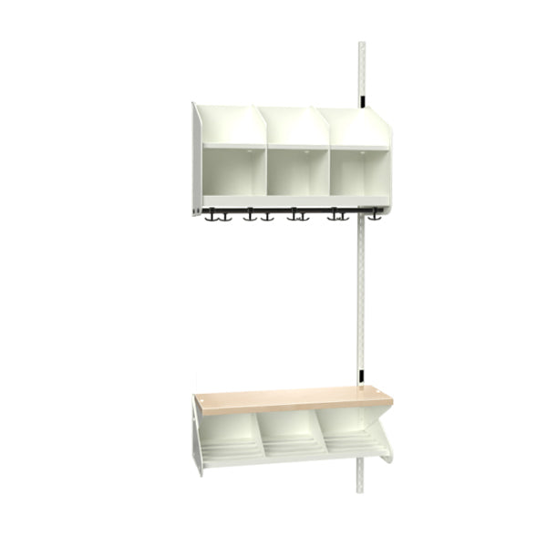 Sonesson BST Kombination C, Påbygningssektion 3 pladser B 750 mm, hvid – Børnegarderober