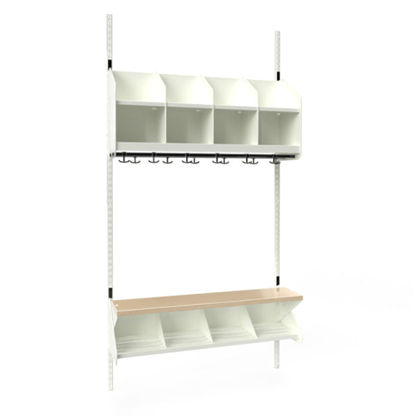 Sonesson BST Kombination C, Startsektion 4 pladser B 1000 mm, hvid – Børnegarderober