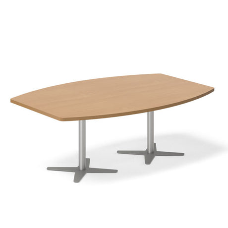 Konferencebord DNA, Bøg 2000x1200 mm bådformet, Alugrå understel