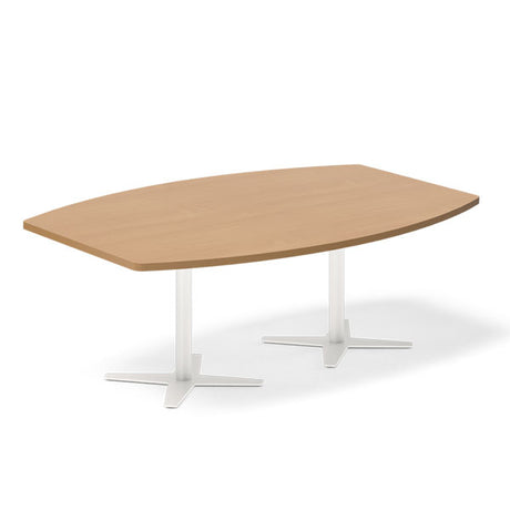 Konferencebord DNA, Bøg 2000x1200 mm bådformet, Hvid understel