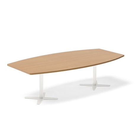 Konferencebord DNA, Bøg 2600x1200 mm bådformet, Hvid understel