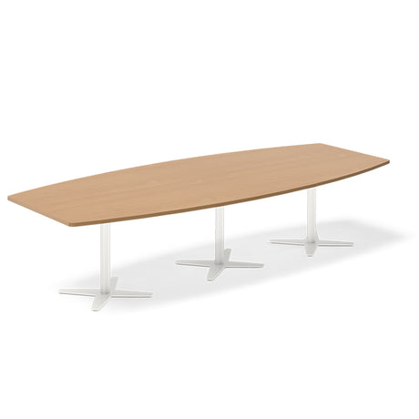 Konferencebord DNA, Bøg 3200x1200 mm bådformet, Hvid understel