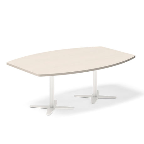 Konferencebord DNA, Birk 2000x1200 mm bådformet, Hvid understel – image 2