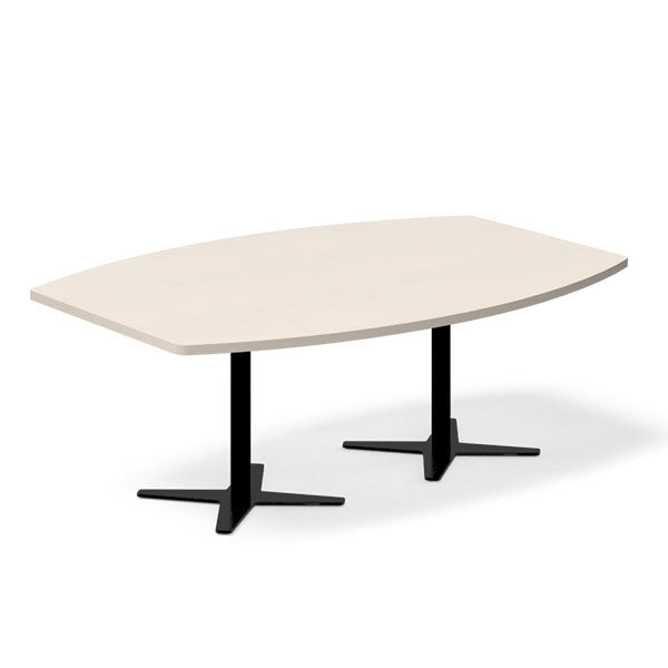 Ergoff Konferencebord DNA, Birk 2000x1200 mm bådformet, Sort understel – Konferenceborde
