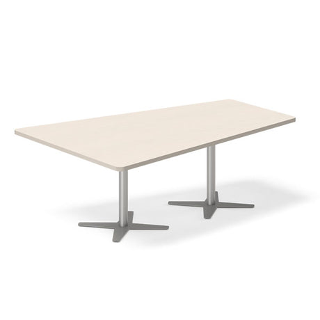 Ergoff Konferencebord DNA, Birk 2000x1425 mm trapezformet, Alugrå understel – Konferenceborde