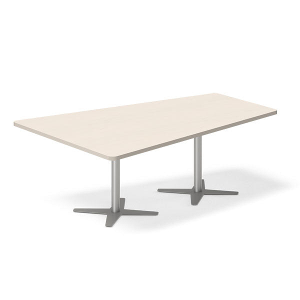 Ergoff Konferencebord DNA, Birk 2000x1425 mm trapezformet, Alugrå understel – Konferenceborde