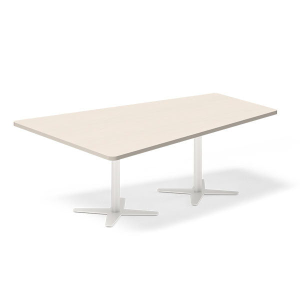 Ergoff Konferencebord DNA, Birk 2000x1425 mm trapezformet, Hvid understel – Konferenceborde