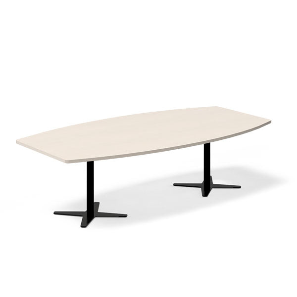 Ergoff Konferencebord DNA, Birk 2600x1200 mm bådformet, Sort understel – Konferenceborde