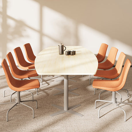 Konferencebord DNA, Birk 3200x1200 mm bådformet, Alugrå understel – image 1