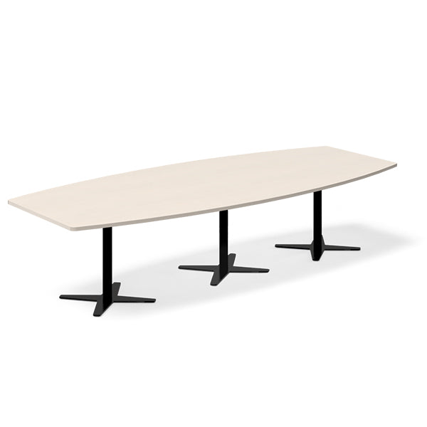 Ergoff Konferencebord DNA, Birk 3200x1200 mm bådformet, Sort understel – Konferenceborde