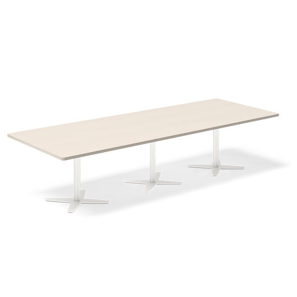 Ergoff Konferencebord DNA, Birk 3200x1200 mm rektangulært, Hvid understel – Konferenceborde