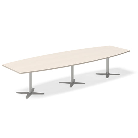 Konferencebord DNA, Birk 3800x1200 mm bådformet, Alugrå understel – image 1