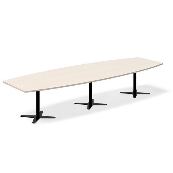Ergoff Konferencebord DNA, Birk 3800x1200 mm bådformet, Sort understel – Konferenceborde