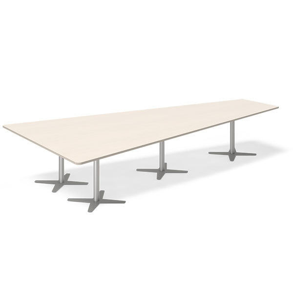 Ergoff Konferencebord DNA, Birk 3800x1990 mm trapezformet, Alugrå understel – Konferenceborde