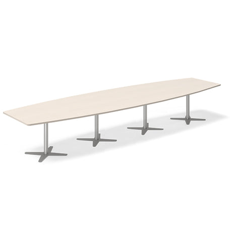 Ergoff Konferencebord DNA, Birk 4400x1200 mm bådformet, Alugrå understel – Konferenceborde