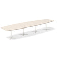 Ergoff Konferencebord DNA, Birk 4400x1200 mm bådformet, Hvid understel – Konferenceborde