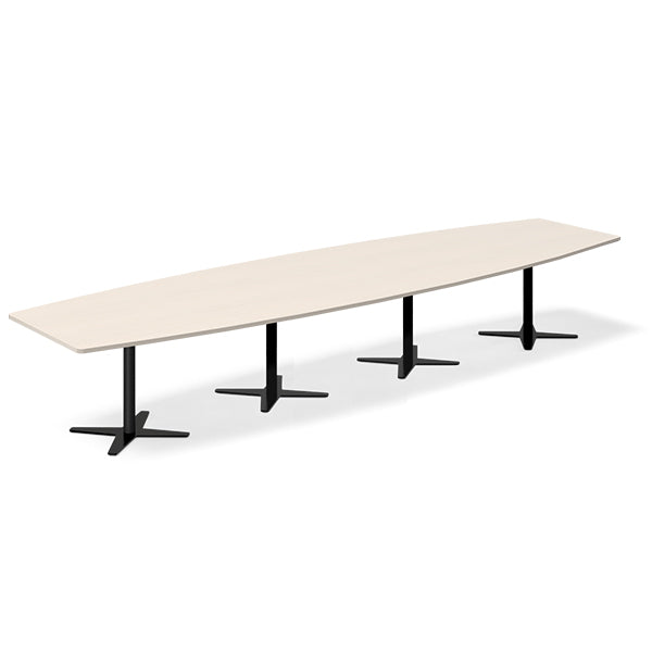 Ergoff Konferencebord DNA, Birk 4400x1200 mm bådformet, Sort understel – Konferenceborde