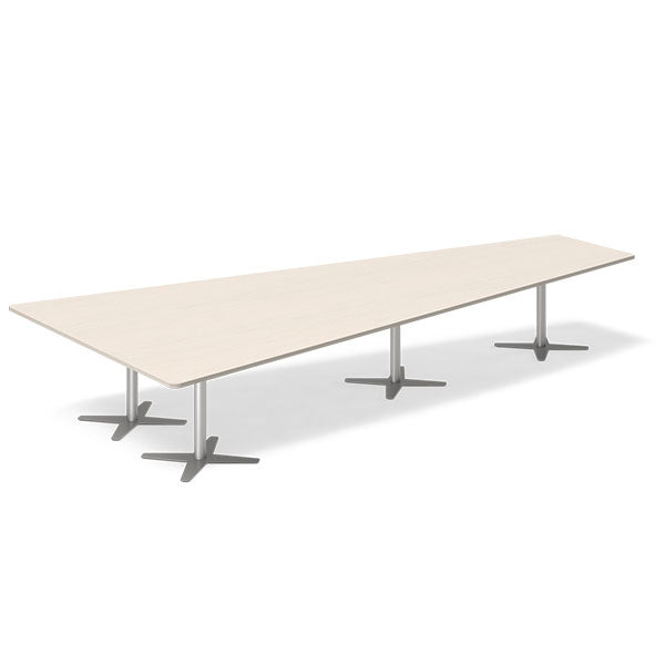 Ergoff Konferencebord DNA, Birk 4400x2175 mm trapezformet, Alugrå understel – Konferenceborde