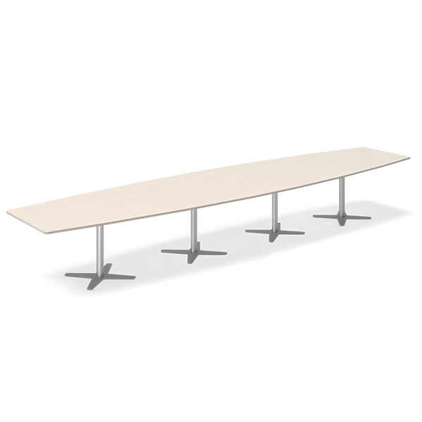 Ergoff Konferencebord DNA, Birk 5000x1200 mm bådformet, Alugrå understel – Konferenceborde