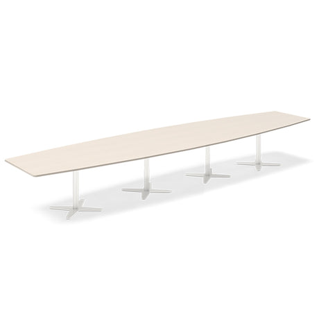 Konferencebord DNA, Birk 5000x1200 mm bådformet, Hvid understel – image 2