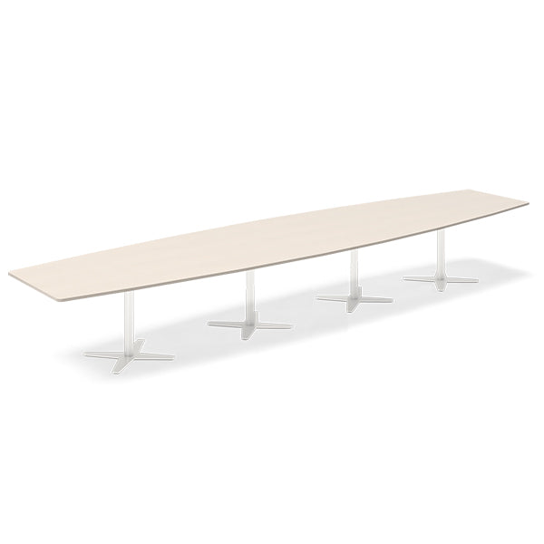 Ergoff Konferencebord DNA, Birk 5000x1200 mm bådformet, Hvid understel – Konferenceborde