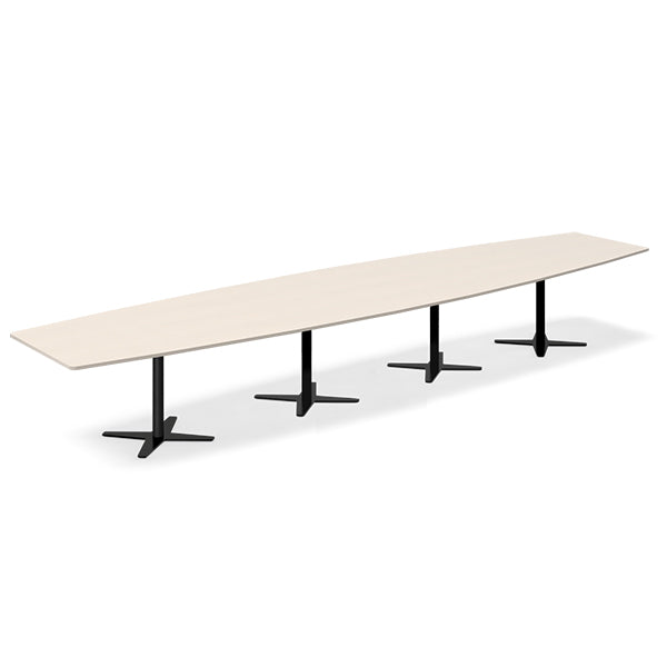 Ergoff Konferencebord DNA, Birk 5000x1200 mm bådformet, Sort understel – Konferenceborde