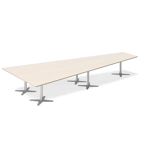 Konferencebord DNA, Birk 5000x2365 mm trapezformet, Alugrå understel