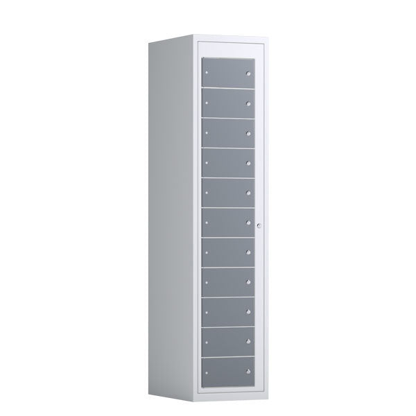 Tøjudleveringsskab 1x11 rum med lige tag og antracit døre med cylinderlås