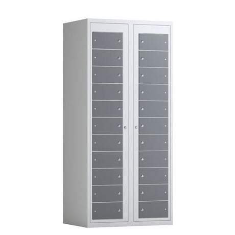 Tøjudleveringsskab 2x11 rum med lige tag og antracit døre med cylinderlås – image 1