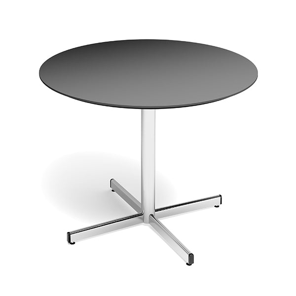 Ergoff Bord Cruzo Ø1200 mm, Antracit med alugråt understel – Kantineborde