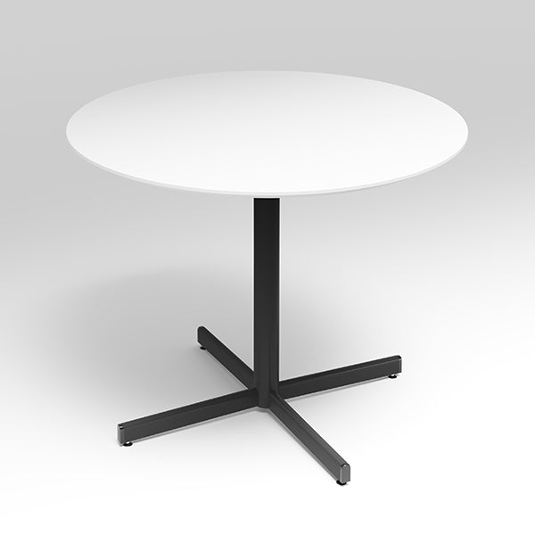 Ergoff Bord Cruzo Ø1200 mm, Hvid med sort understel – Kantineborde
